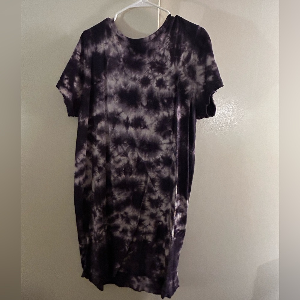 Purple tie-dye shirt dress